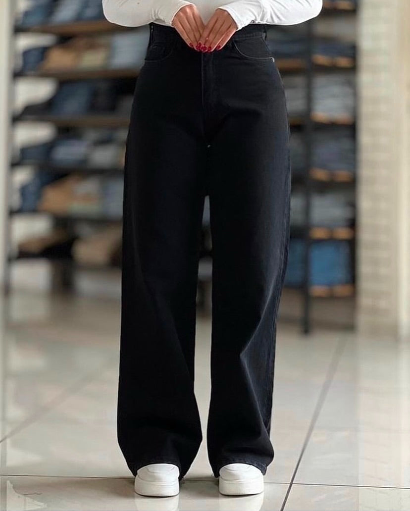 Black wide leg jeans