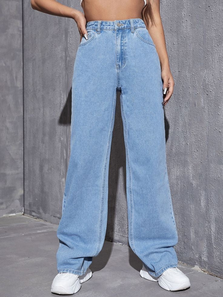Ice blue wide leg jeans