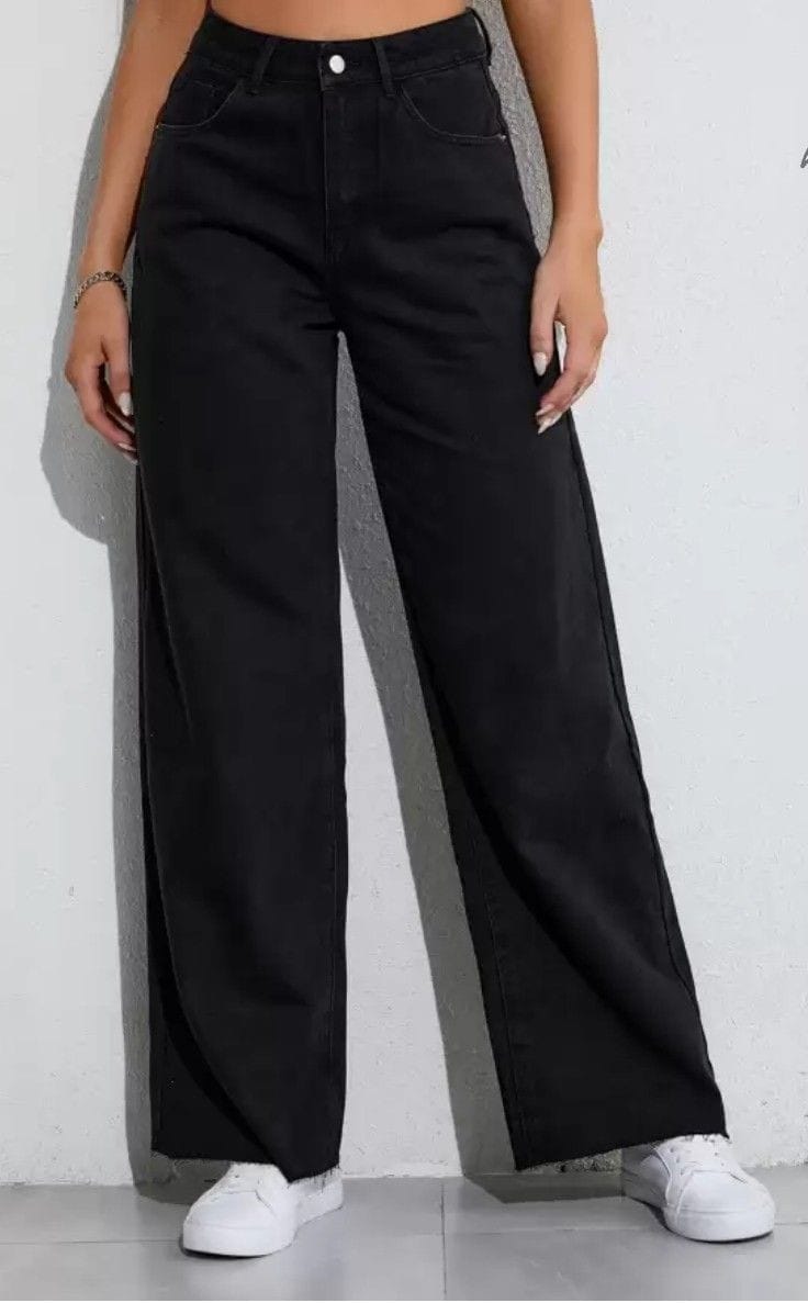 Black wide leg jeans