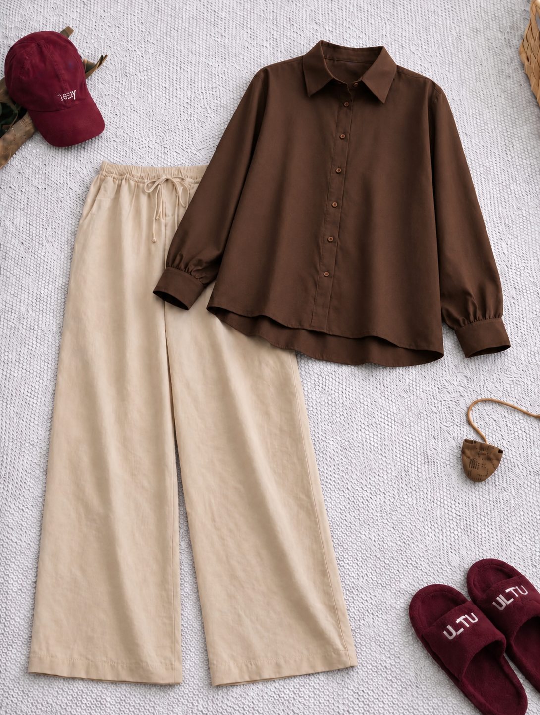 Pack Of 2 Brown Button down with Beige Flapper Trouser