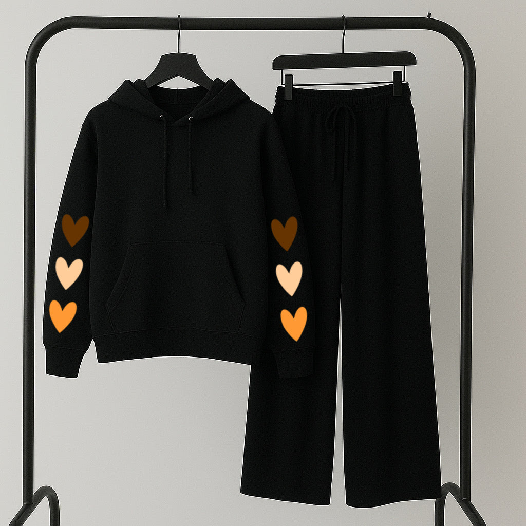 Pack of 2 Multihearts Black hoodie with Black flapper Trouser