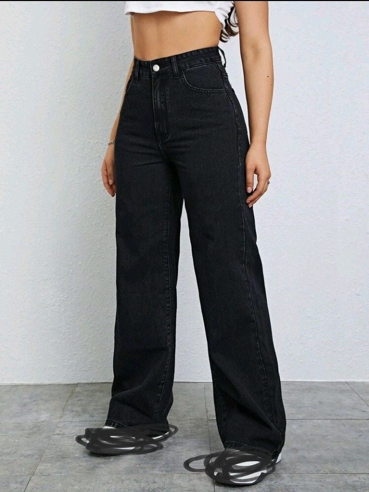 Black wide leg jeans