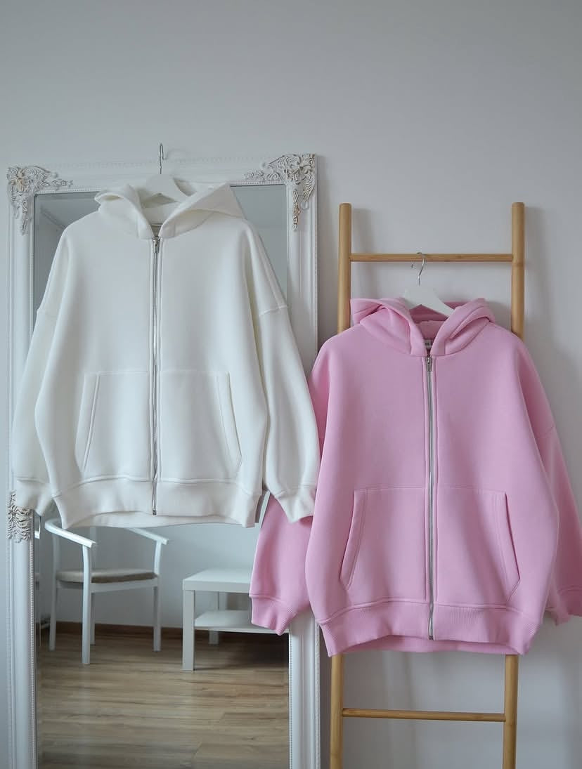 Pack of 2 pink white Zipper Hoodie