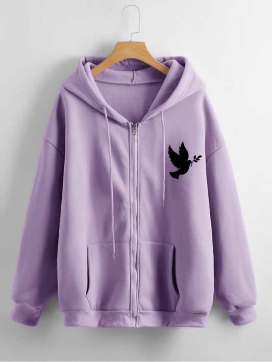 Bird p Lilac zipper Hoodie