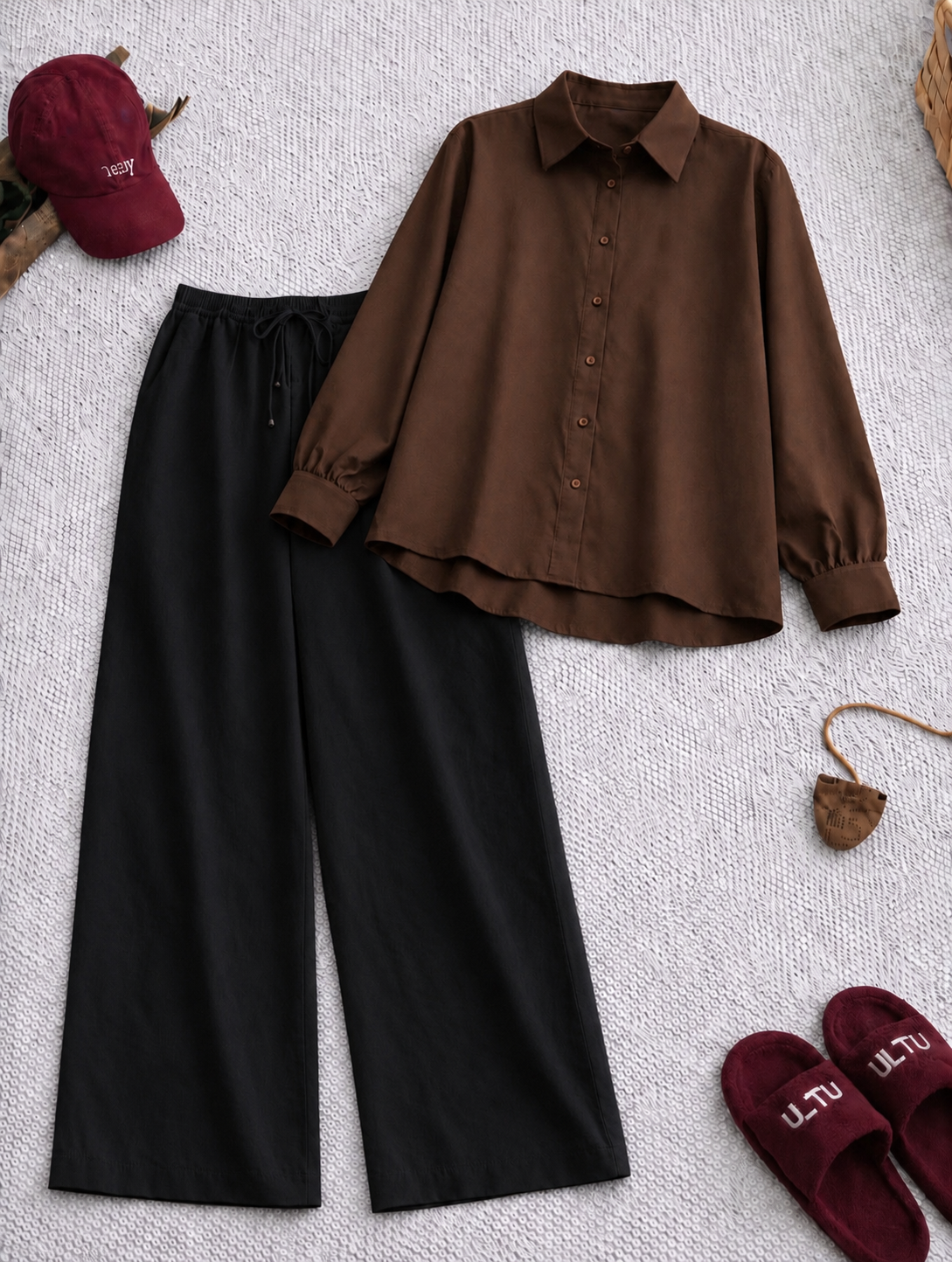 Pack Of 2 Brown Button down with Black Flapper Trouser