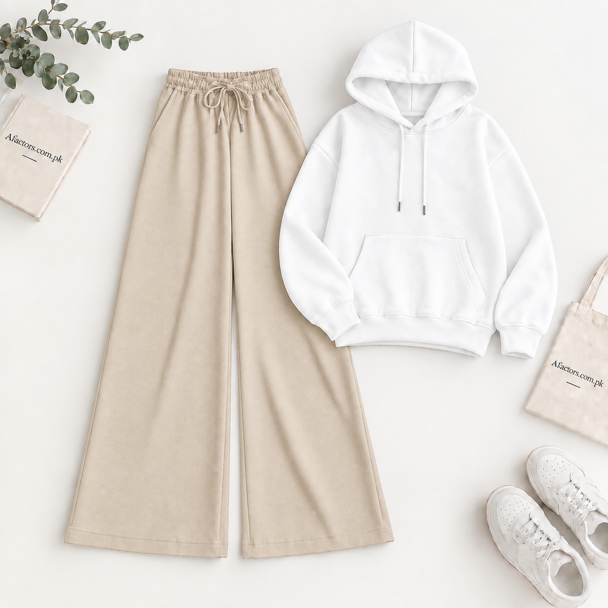 White Hoodie & Black Flapper Trouser Tracksuit