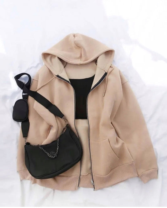 Skin zipper + Black inner croptop