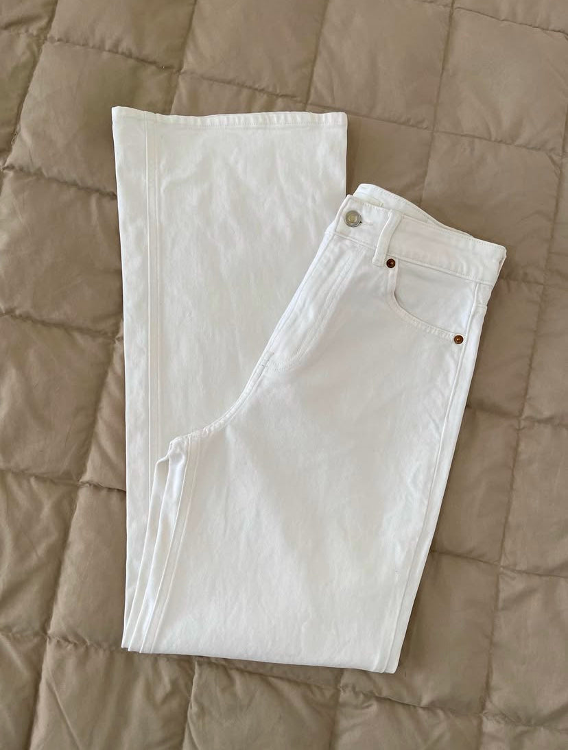 White wide leg jeans
