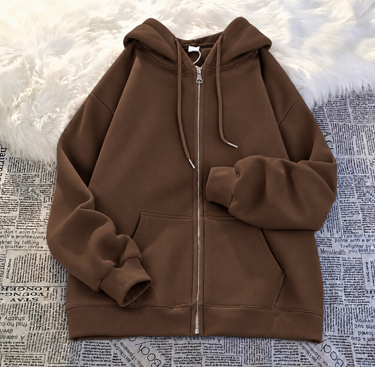 Brown Zipper Hoodie