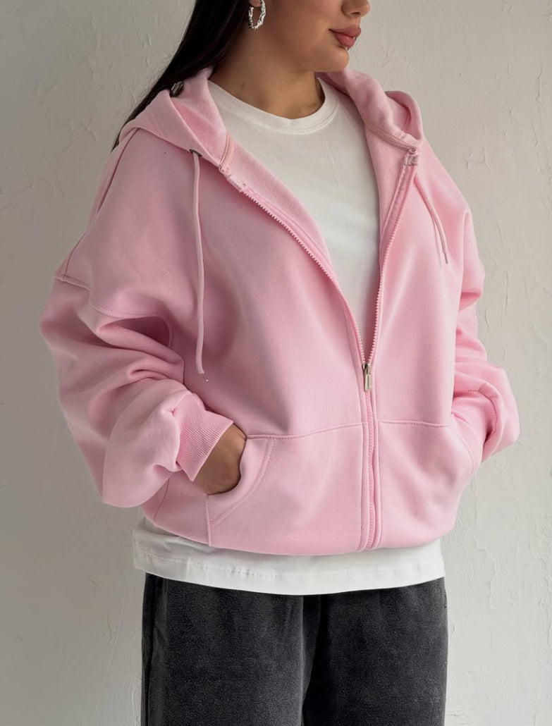 Pink zipper + white inner