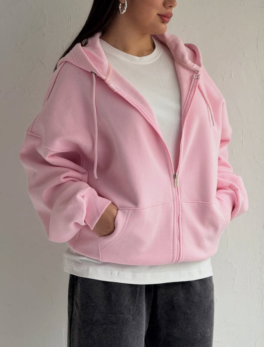 Pink zipper + white inner