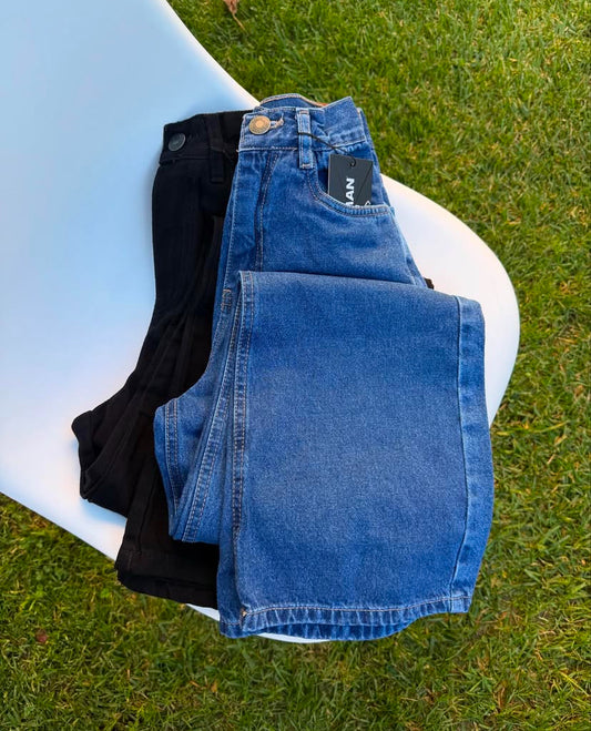 Pack of 2 wide leg jeans dark blue & Black