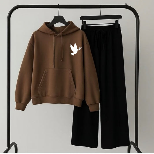 Pack of 2 Birdp brown Hoodie with Black Flapper Trouser