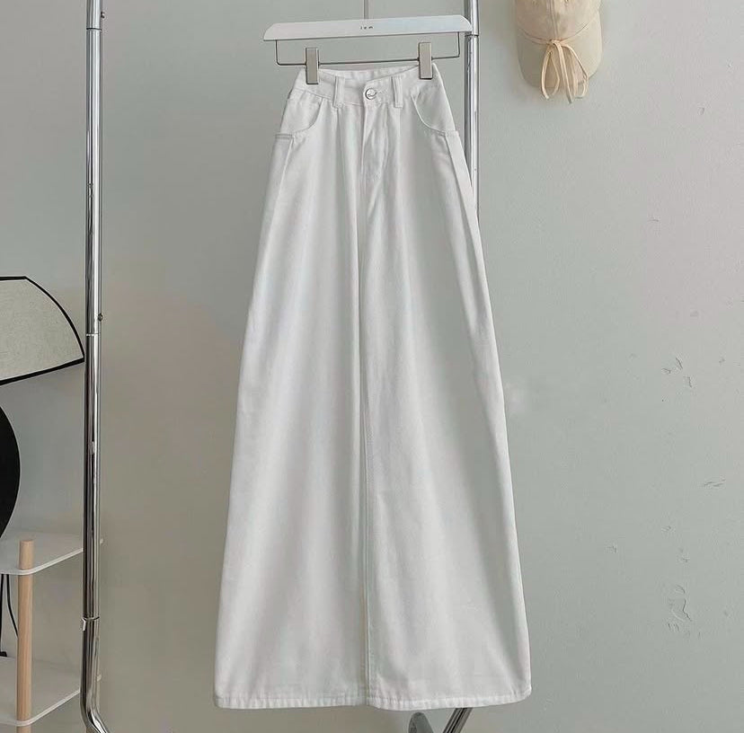 White wide leg jeans
