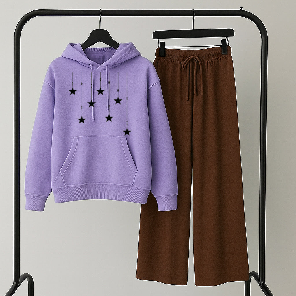 (Copy) Pack of 2 Stars Lilac hoodie with Brown Flapper Trouser