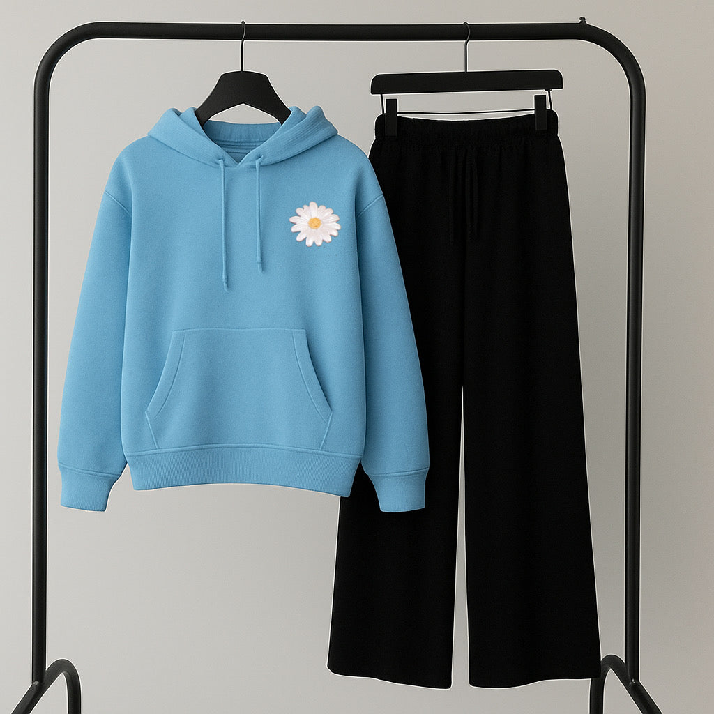 Pack of 2 sunflowerp Sky hoodie with Black Flapper Trouser