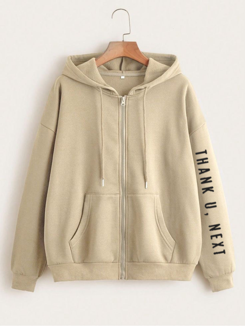 Thank u next Sleeves Skin Zipper Hoodie