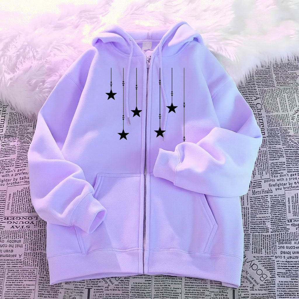 Stars lilac zipper Hoodie