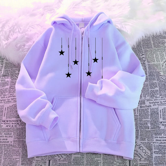 Stars lilac zipper Hoodie
