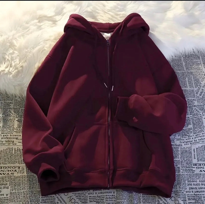 Maroon hoodie zipper