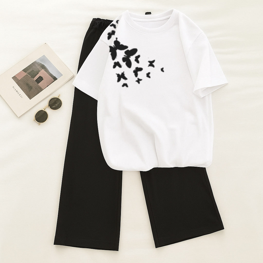 Shoulder butterfly White Black Flapper Tracksuit