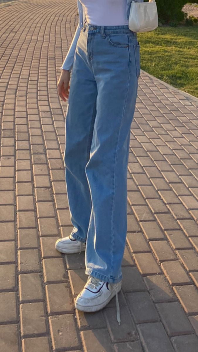 Sky blue wide leg jeans