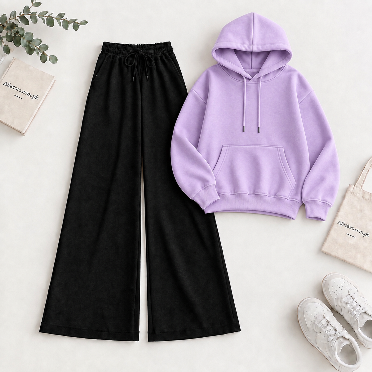 Lilac Hoodie & Black Flapper Trouser Tracksuit