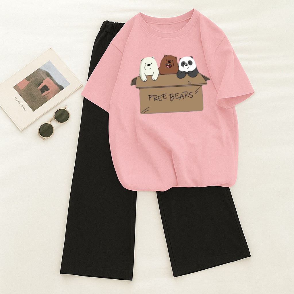 Free bear pink Black Flapper Tracksuit