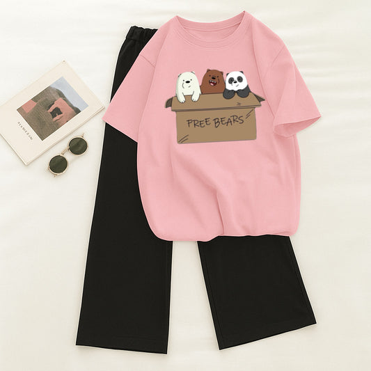 Free bear pink Black Flapper Tracksuit