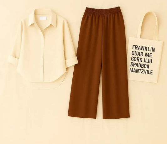 Pack of 2 Skin Button Down With Brown Flapper Cordset