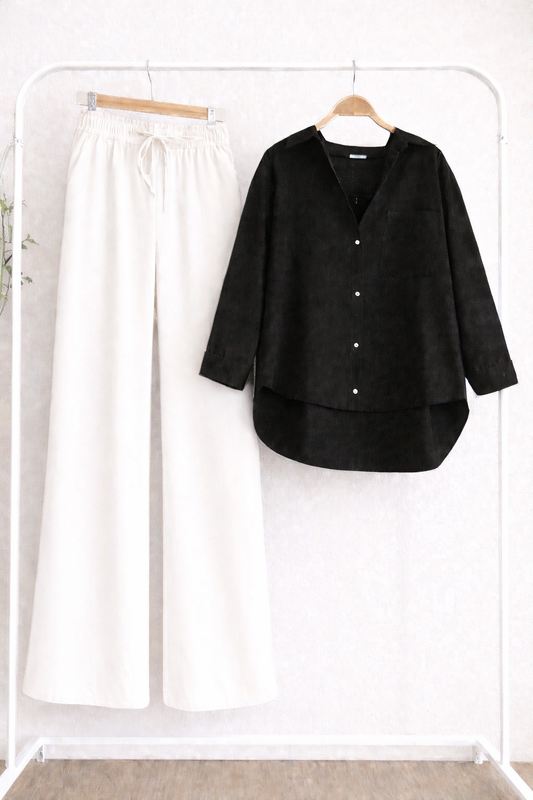 Pack Of 2 Black  Button down with White Flapper Trouser
