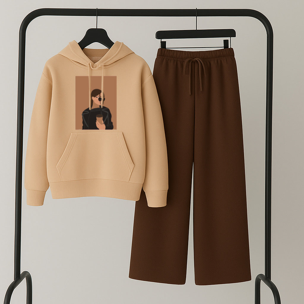 Pack of 2 CoffeeGirl Skin Hoodie With Brown Flapper Trouser