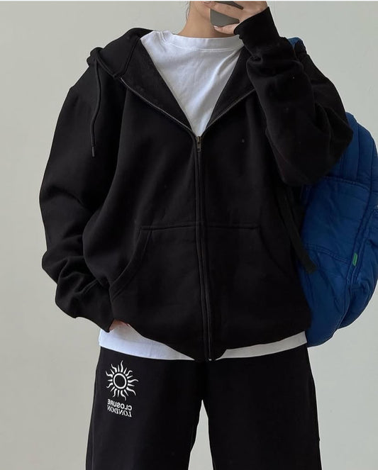 Black zipper + white inner