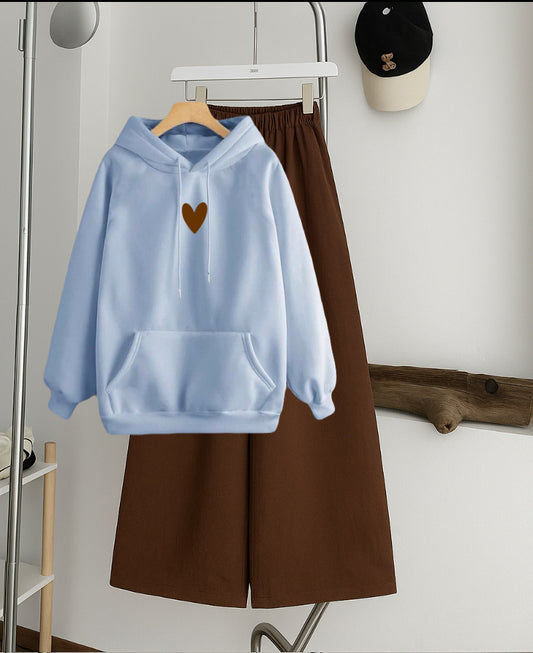 Pack of 2 Heart mid Sky Hoodie  with Brown   Flapper Trouser