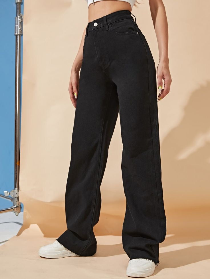 Black wide leg jeans