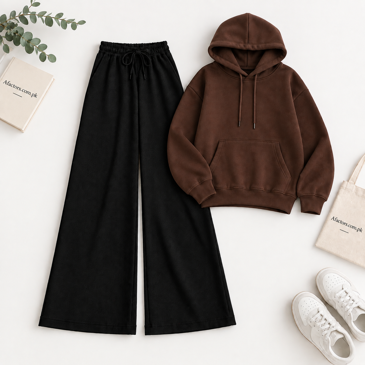 Brown Hoodie & Black Flapper Trouser Tracksuit