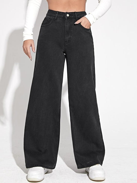 Black wide leg jeans