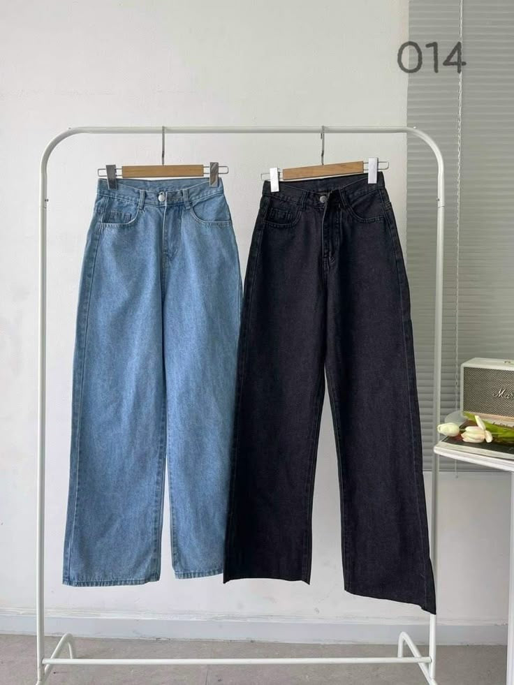 Pack of 2 sky black wide leg jeans