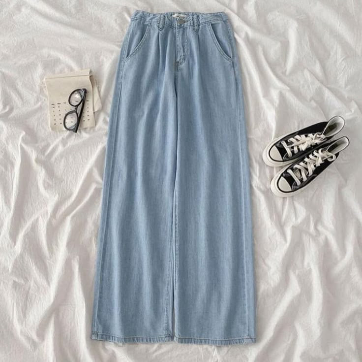Sky blue wide leg jeans