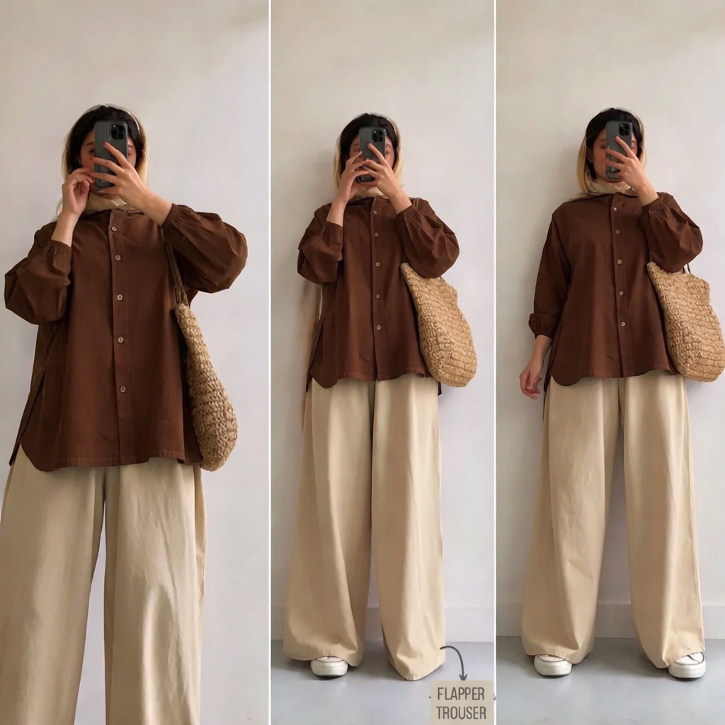 Pack Of 2 Brown Button down with  Skin Flapper Trouser