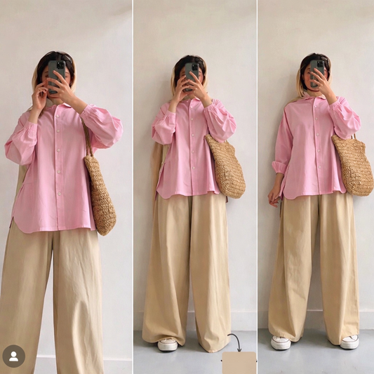 Pack Of 2 Pink Button down with  Skin Flapper Trouser