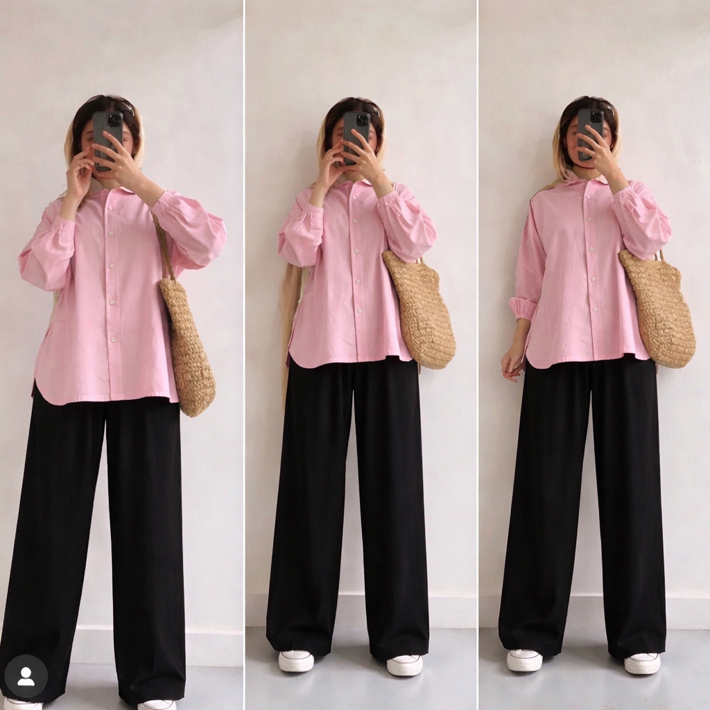 Pack Of 2 Pink Button down with  Black Flapper Trouser