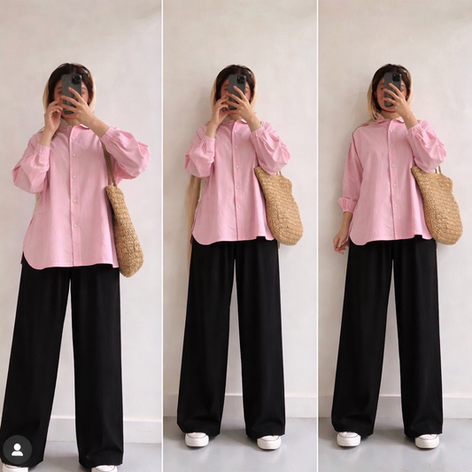 Pack Of 2 Pink Button down with  Black Flapper Trouser