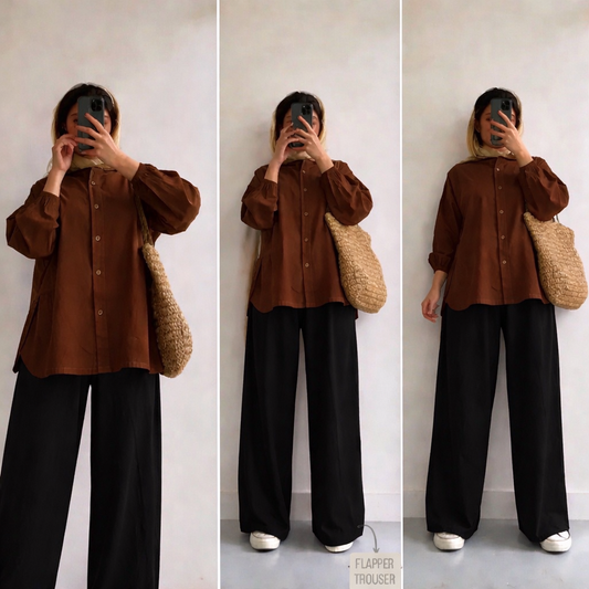 Pack Of 2 Brown Button down with  Black Flapper Trouser
