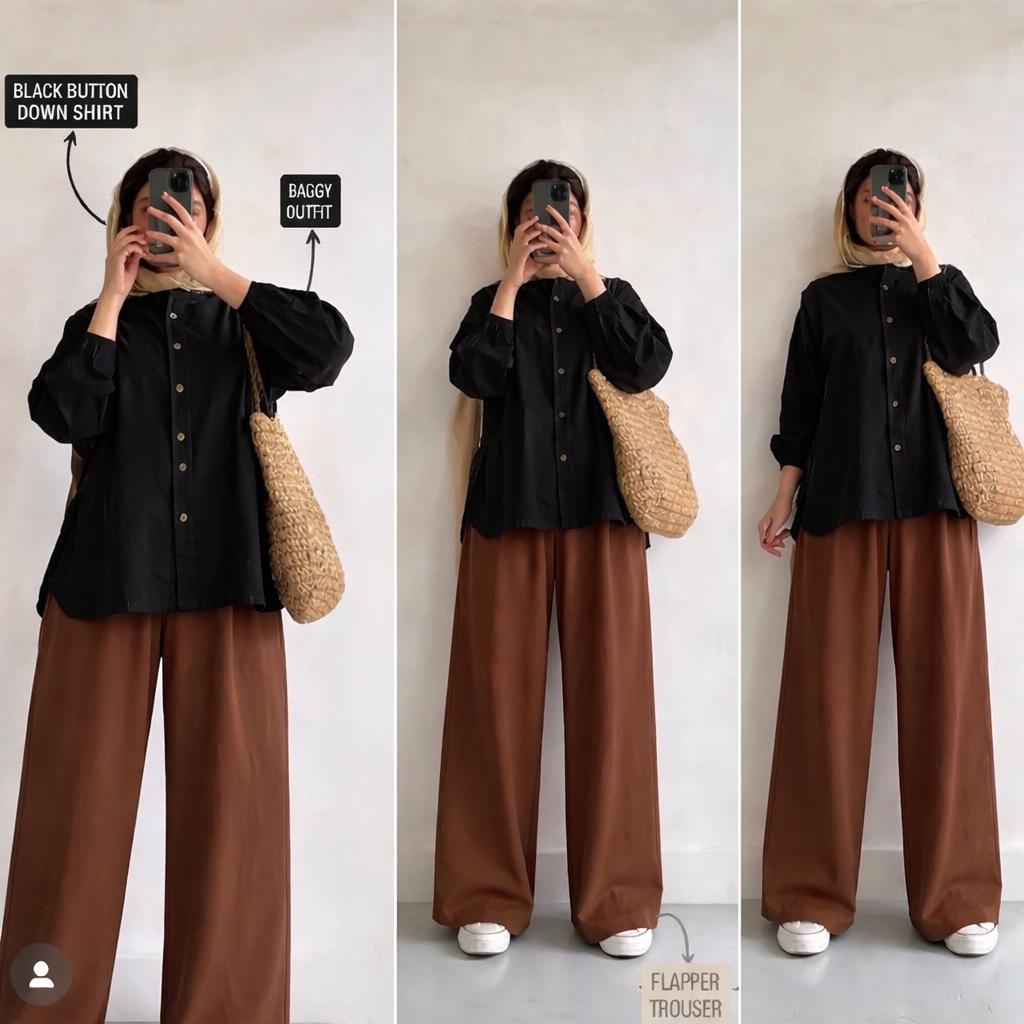 Pack Of 2 Black Button down with  Brown Flapper Trouser
