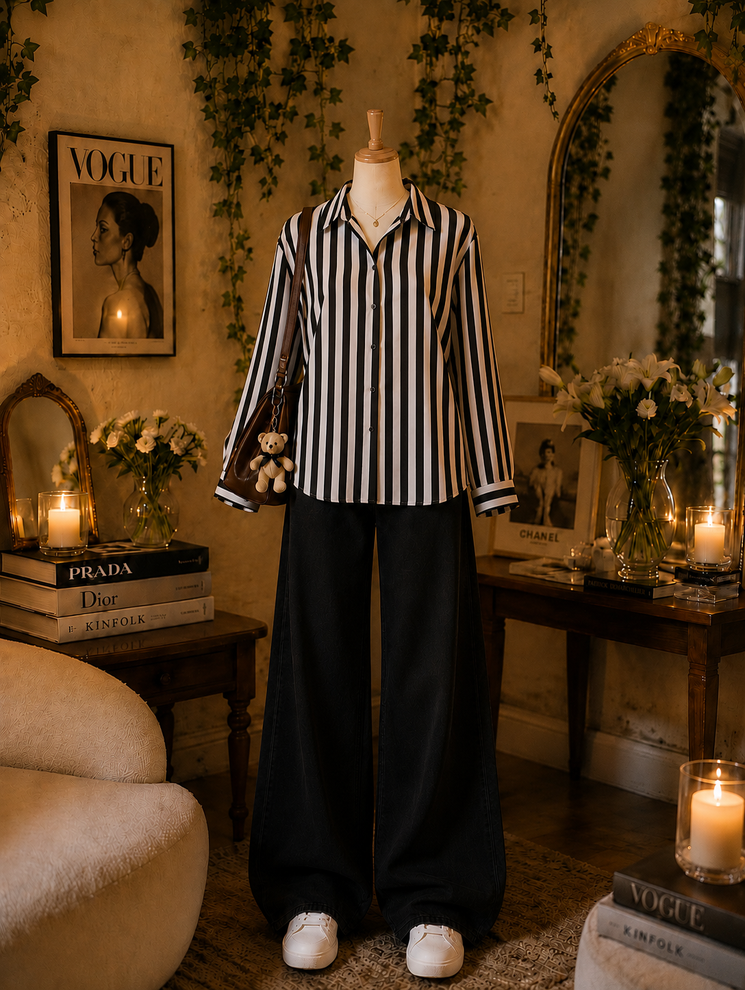 Pack Of 2 Black lining Button down with  Black Flapper Trouser