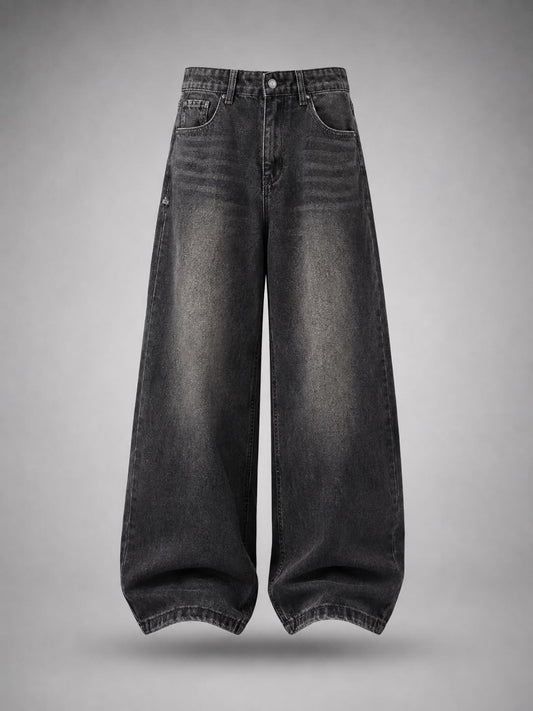Shaded Greyish Wide Leg Jeans