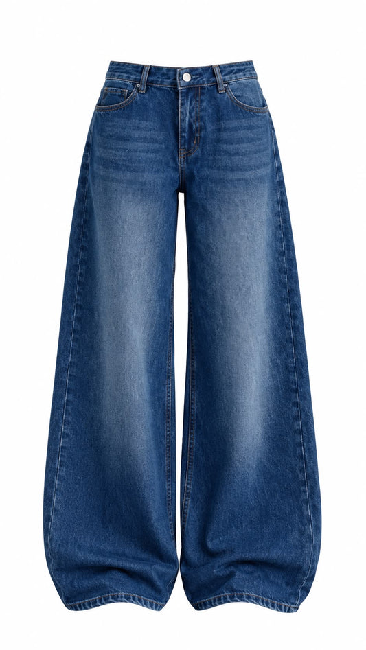 Shaded dark blue  Wide Leg jeans